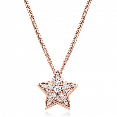 Round Brilliant Cut Diamond Star Necklace
