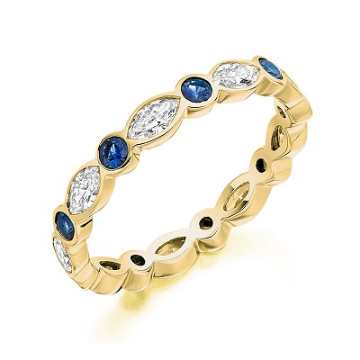 Round Brilliant Sapphire & Marquise Diamond Full Eternity Ring